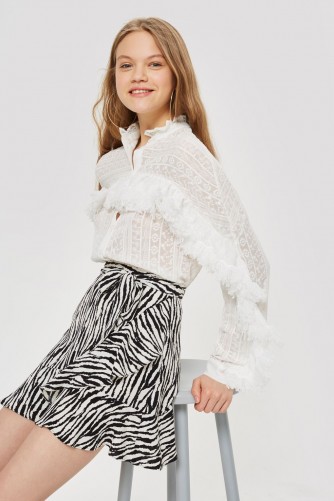 Topshop Zebra Ruffle Mini Skirt | animal print skirts