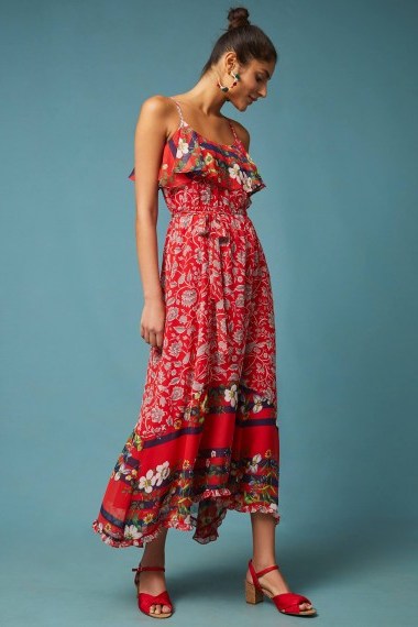 One September Zuri Maxi Dress at Anthropologie | red floral summer dresses - flipped