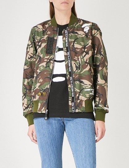 AAPE Camouflage-print shell bomber jacket / green camo - flipped