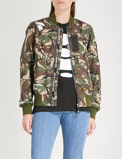 AAPE Camouflage-print shell bomber jacket / green camo