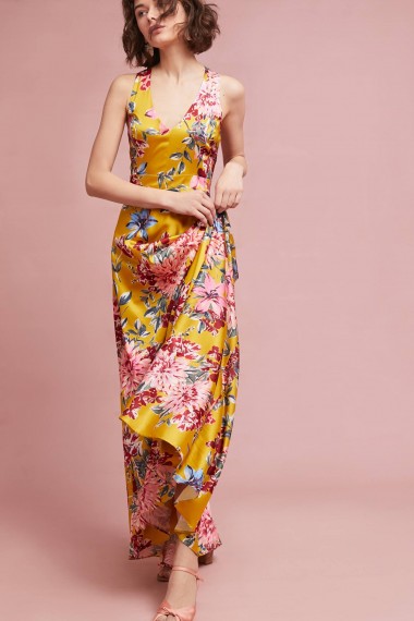 Nicole Miller New York Abbey Maxi Dress in Yellow Motif ~ fluid fabric