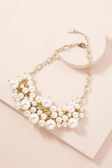 ANTHROPOLOGIE Adella Faux Pearl-Embellished Necklace ~ event accessory