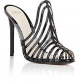 ALEVI Alessandra black Patent Leather & PVC Mules ~ plastic caged heels
