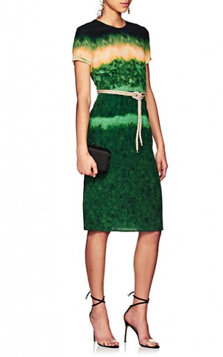 ALTUZARRA Green Tie-Dyed Silk Midi-Dress