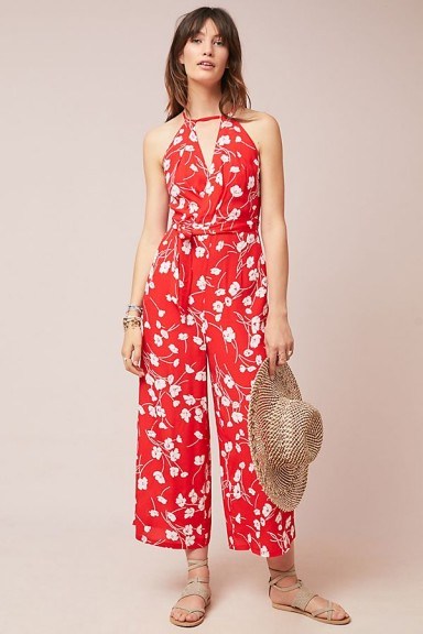 Maeve – Andros Printed Jumpsuit in Red Motif / floral summer clothing - flipped