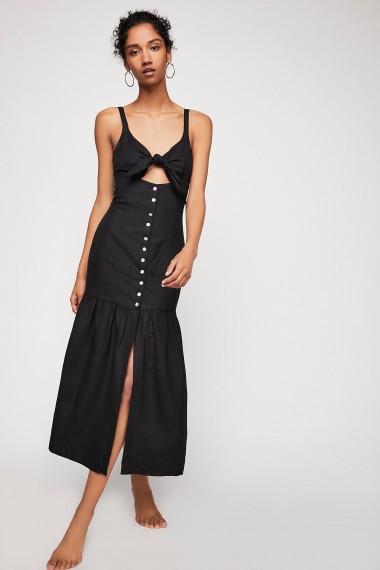 Shona Joy Aria Drop Waist Corset Midi Dress | strappy black sundresses