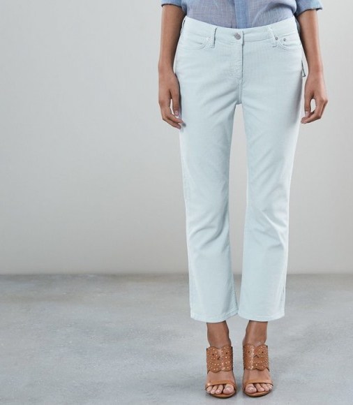 REISS ASHLEY KICK-FLARE CROPPED TROUSERS ICE BLUE ~ cropped summer pants - flipped