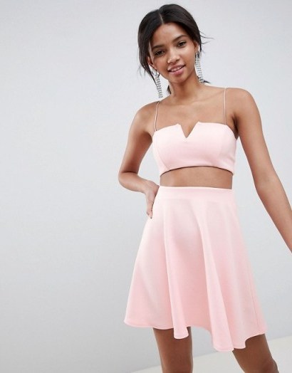 ASOS DESIGN Co-Ord Mini Skater Dress in Pale Pink - flipped