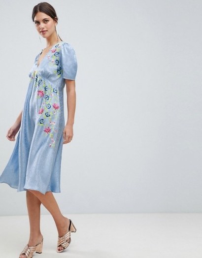 ASOS DESIGN jacquard embroidered midi tea dress | summer garden party style - flipped