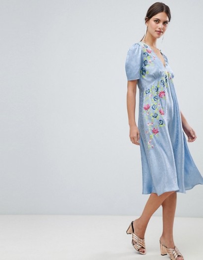 ASOS DESIGN jacquard embroidered midi tea dress | summer garden party style