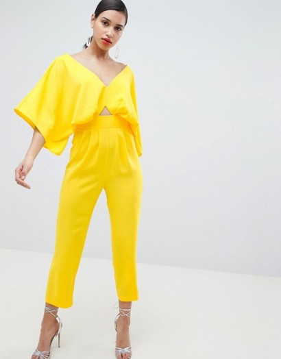 ASOS DESIGN Jumpsuit With Kimono Sleeve And Peg Leg in Yellow