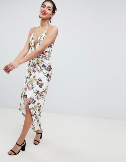 ASOS DESIGN Slinky Occasion Maxi Dress in Floral Print | deep V-neckline - flipped