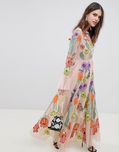 ASOS EDITION embroidered floral maxi dress – summer party events – garden parties - flipped