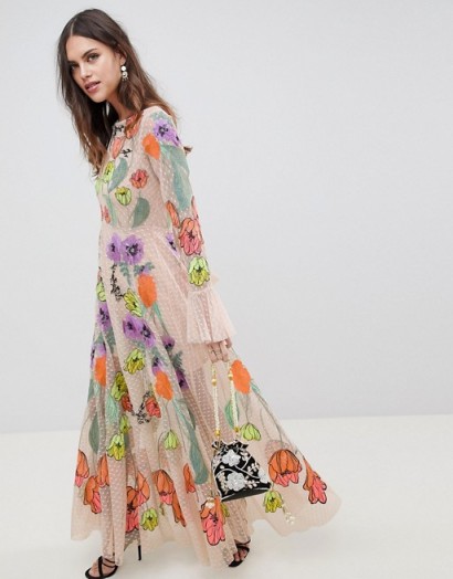 ASOS EDITION embroidered floral maxi dress – summer party events – garden parties