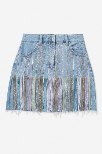 Topshop Beaded Denim Skirt | cute mini - flipped