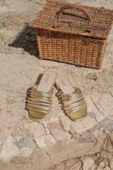 Vagabond Shoemakers Becky Slide Sandal in gold | strappy summer flats