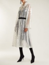 NORMA KAMALI Belted sequin-embellished trench coat – sheer tulle