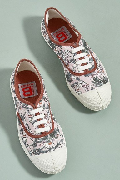 Bensimon Lena Floral-Print Trainers | pink sneakers - flipped