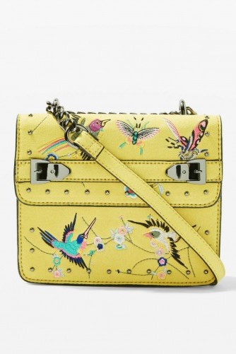 Topshop Bird Embroidered Cross Body Bag | yellow summer accessories - flipped