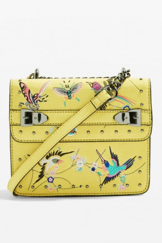 Topshop Bird Embroidered Cross Body Bag | yellow summer accessories