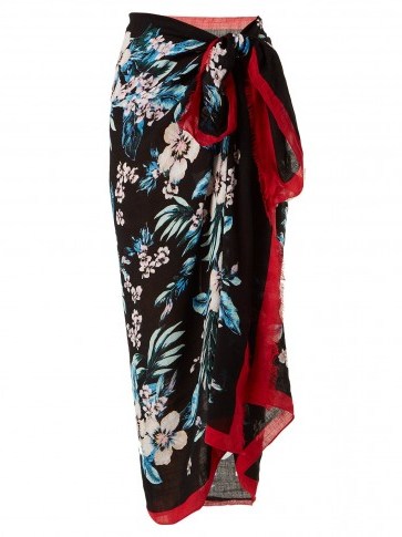 DIANE VON FURSTENBERG Bolan linen-blend sarong / floral beach accessory - flipped