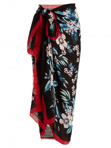 DIANE VON FURSTENBERG Bolan linen-blend sarong / floral beach accessory