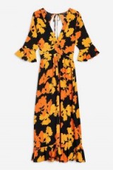 TOPSHOP Bold Floral Print Midi Dress – 70s vintage style fashion