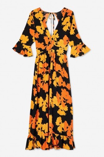 TOPSHOP Bold Floral Print Midi Dress – 70s vintage style fashion - flipped
