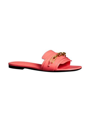BURBERRY Link Detail Pink Patent Leather Slides