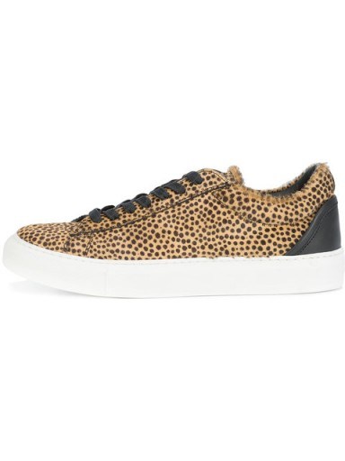 BUSCEMI animal print sneakers – brown and black leather trainers - flipped