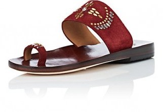 CALLEEN CORDERO Kitaro Suede Sandals ~ maroon stud embellished summer flats - flipped