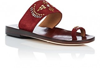 CALLEEN CORDERO Kitaro Suede Sandals ~ maroon stud embellished summer flats