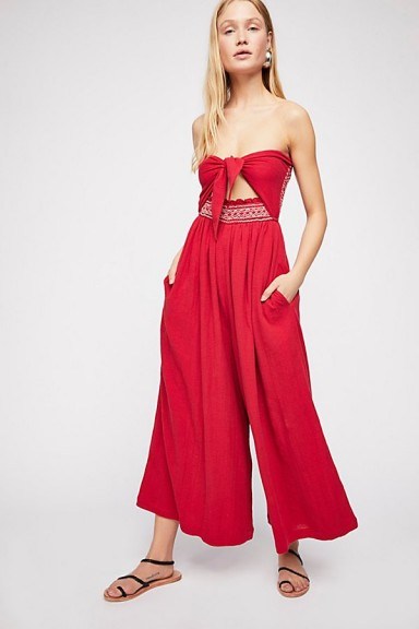 Carmen Convertible One-Piece in red | bandeau wide leg jumpsuits - flipped