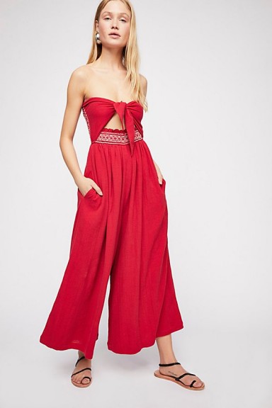 Carmen Convertible One-Piece in red | bandeau wide leg jumpsuits