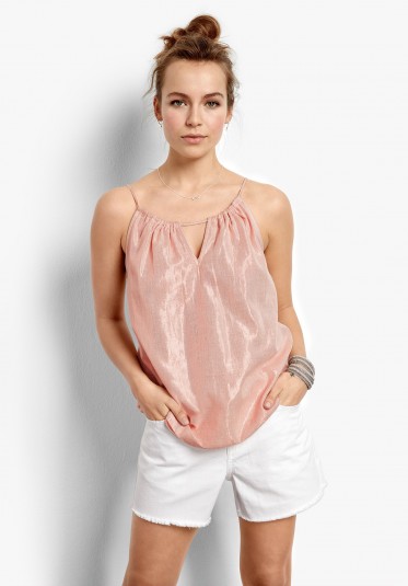 hush Caro Metallic Top in Pink | shimmering camisole