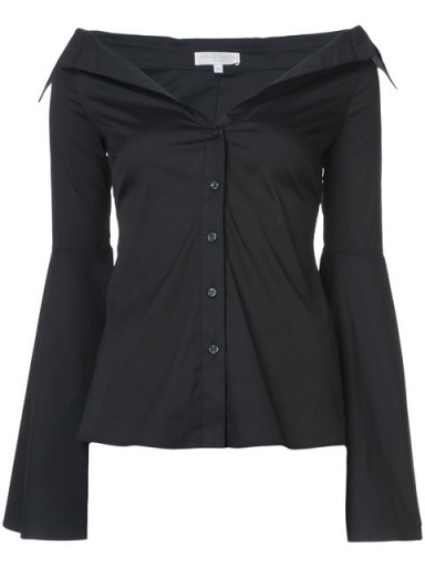 CAROLINE CONSTAS v-neck blouse ~ black bardot shirts