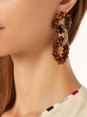 ROSANTICA BY MICHELA PANERO Carramato beaded drop earrings ~ tonal-brown jewellery - flipped