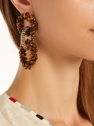 ROSANTICA BY MICHELA PANERO Carramato beaded drop earrings ~ tonal-brown jewellery