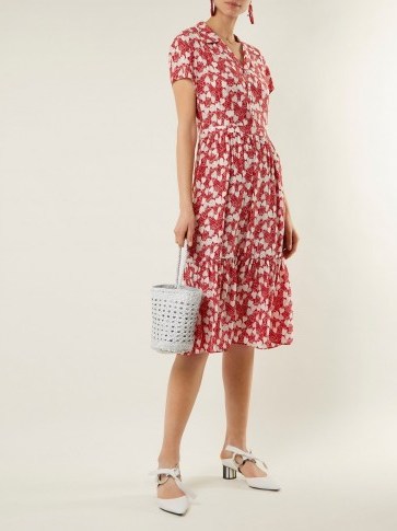 HVN Charlotte strawberry-print silk dress | summer vintage style frocks - flipped