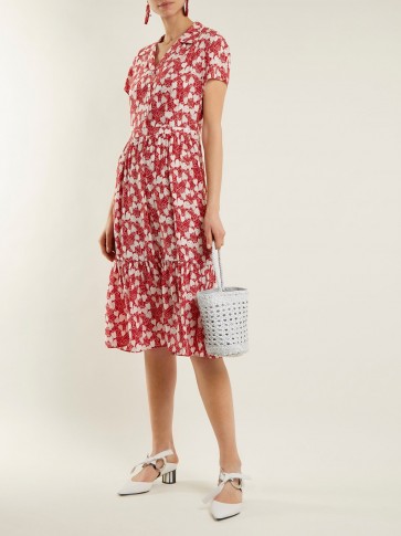 HVN Charlotte strawberry-print silk dress | summer vintage style frocks