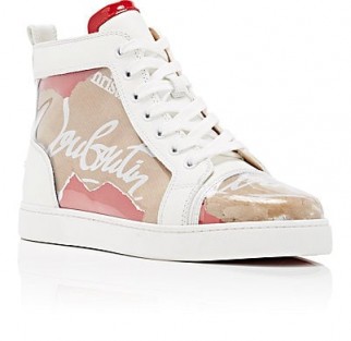 CHRISTIAN LOUBOUTIN Louis Woman Flat PVC Sneakers ~ plastic overlay high-top trainers