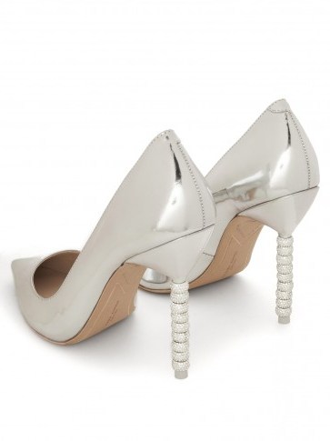 SOPHIA WEBSTER Coco crystal embellished-heel leather pumps – shiny silver courts - flipped