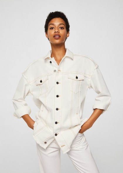 MANGO Contrasted seams denim jacket Ecru | summer style - flipped