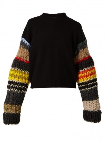 COLVILLE Contrast-sleeve merino wool sweater ~ chunky knitwear ~ slouchy jumpers - flipped