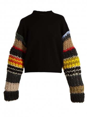 COLVILLE Contrast-sleeve merino wool sweater ~ chunky knitwear ~ slouchy jumpers