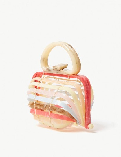 CULT GAIA Lilleth collapsible acrylic clutch in sand ~ multi-coloured handbags - flipped