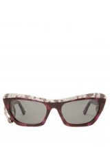 ACNE STUDIOS Dielle cat-eye leather and acetate sunglasses ~ stylish burgundy eyewear