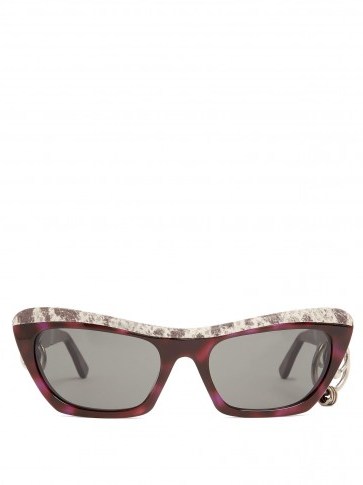 ACNE STUDIOS Dielle cat-eye leather and acetate sunglasses ~ stylish burgundy eyewear - flipped