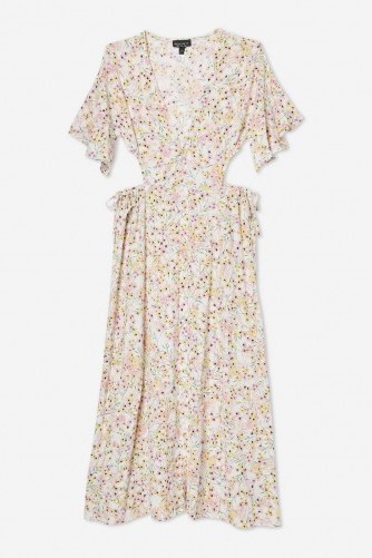 Topshop Ditsy Cut Out Midi Dress | plunge front summer fashion - flipped
