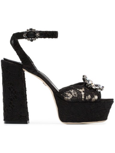 DOLCE & GABBANA black Keira 120 lace platform sandals ~ beautiful Italian shoes